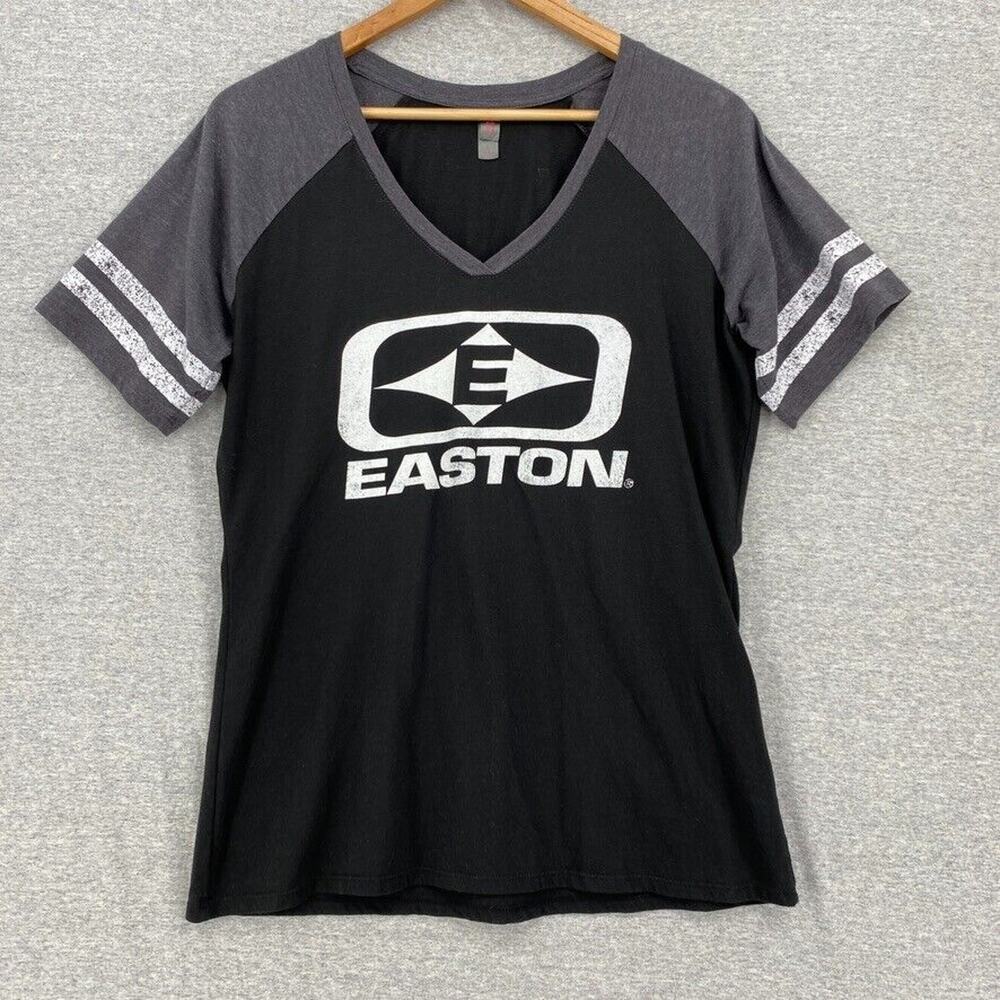 District Made Shirt Womens Large Black Gray Raglan Short Sleeve Easton